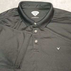 Callaway L Polo Shirt Solid Black Quiet-Luxury-Sport Golf Performance Stretch L